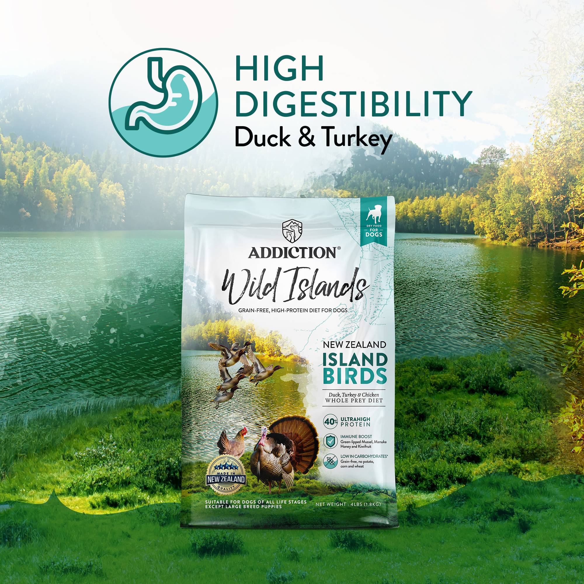 Addiction Wild Islands Ultrahigh Protein Island Birds, Duck, Turkey & Chicken Dry Dog Food - Image 2