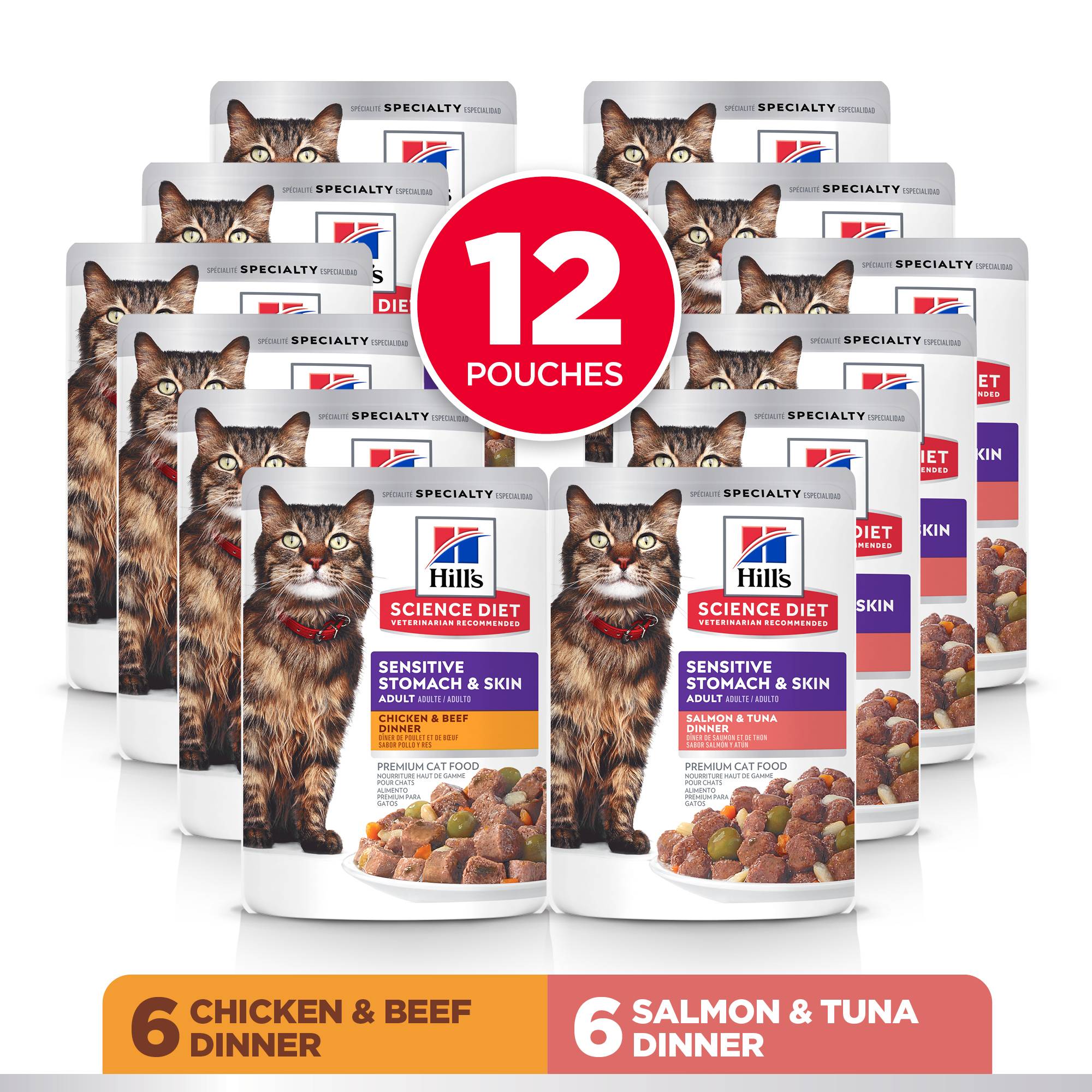 Hill’s Science Diet Adult Sensitive Skin & Stomach Variety Pack Cat Food Pouches - Image 2
